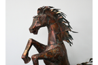 Large Rearing Horse Metal Garden Statue Rustic Bronze Stallion Sculpture