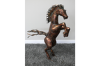 Large Rearing Horse Metal Garden Statue Rustic Bronze Stallion Sculpture
