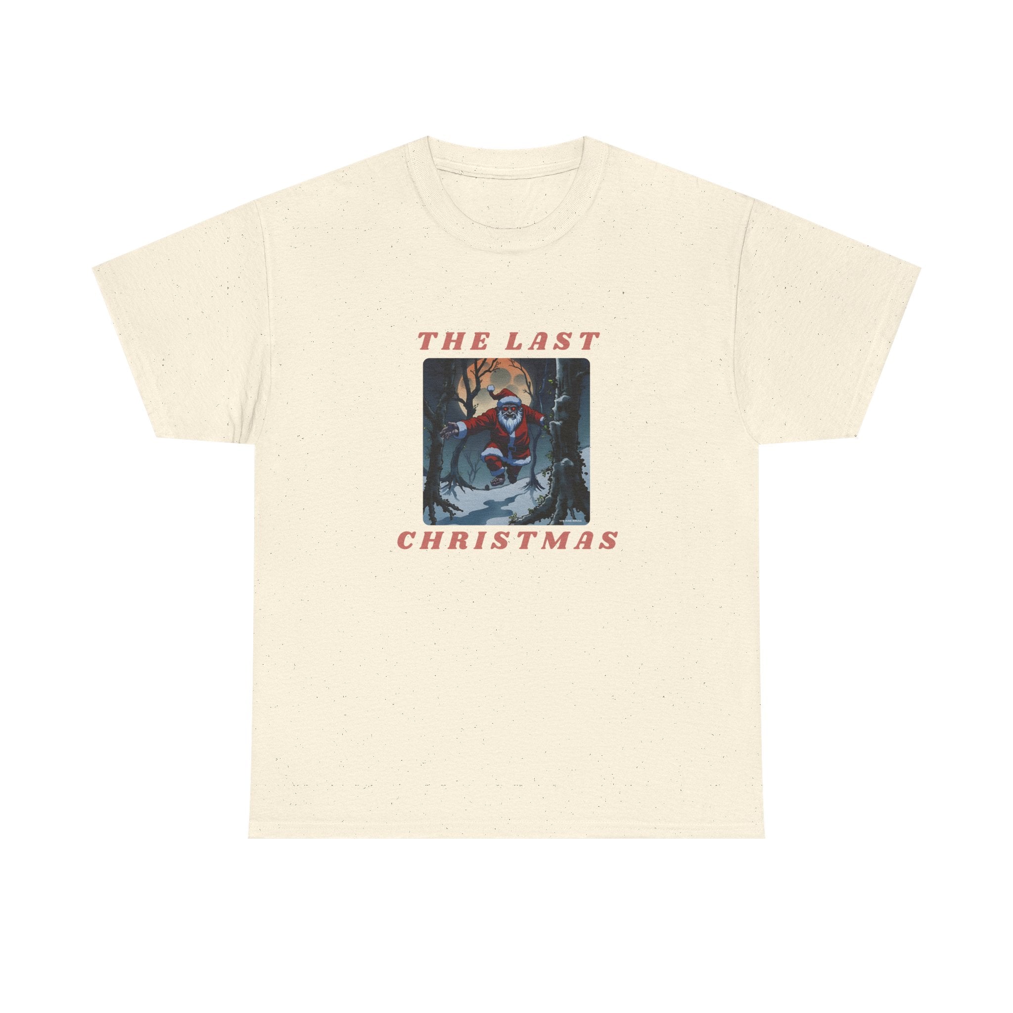 The Last Christmas Printed T-Shirt 100% Cotton Novelty Zombie Santa Xmas Tee Gift Natural