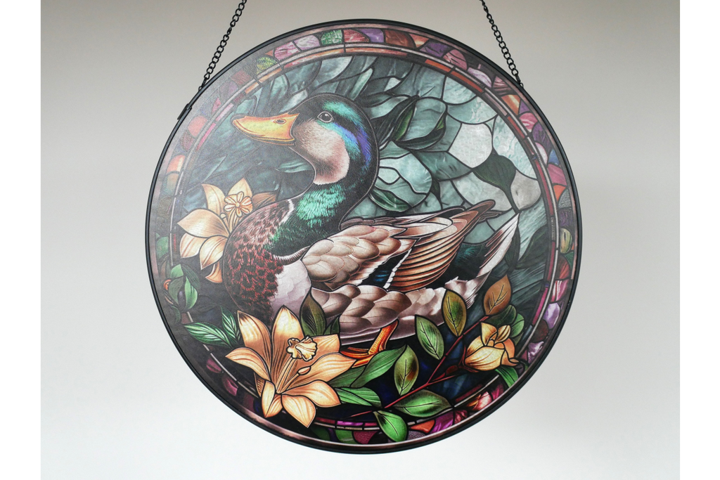 Mallard Duck Stained Glass Suncatcher Hanging Window Panel Ornament