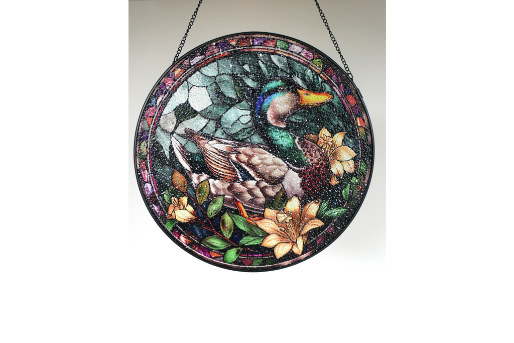 Mallard Duck Stained Glass Suncatcher Hanging Window Panel Ornament