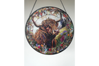 Highland Cow Stained Glass Suncatcher Hanging Window Panel Ornament