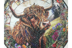 Highland Cow Stained Glass Suncatcher Hanging Window Panel Ornament