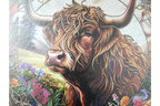 Highland Cow Stained Glass Suncatcher Hanging Window Panel Ornament