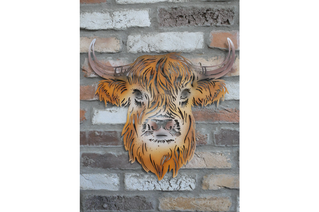 Rustic Metal Highland Cow Wall Art - Laser Cut Garden & Home Decor