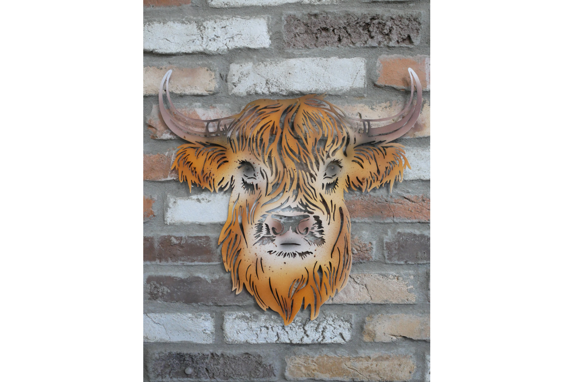Rustic Metal Highland Cow Wall Art - Laser Cut Garden & Home Decor