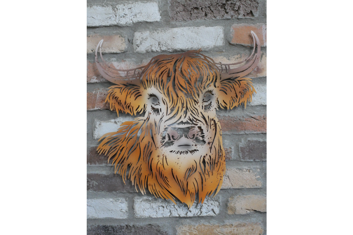 Rustic Metal Highland Cow Wall Art - Laser Cut Garden & Home Decor