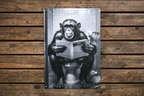 Chimpanzee on Toilet Metal Sign - Quirky Bathroom Wall Art Plaque