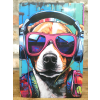 DJ Dog Street Art Metal Sign - Vibrant Graffiti Canine Wall Art Plaque