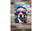 DJ Dog Street Art Metal Sign - Vibrant Graffiti Canine Wall Art Plaque