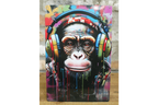 DJ Chimp Street Art Metal Sign - Vibrant Graffiti Monkey Wall Art Plaque