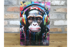 DJ Chimp Street Art Metal Sign - Vibrant Graffiti Monkey Wall Art Plaque