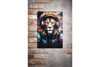 DJ Lion Street Art Metal Sign - Vibrant Graffiti Animal Wall Art Plaque