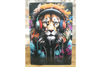 DJ Lion Street Art Metal Sign - Vibrant Graffiti Animal Wall Art Plaque