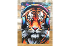 DJ Tiger Street Art Metal Sign - Vibrant Graffiti Big Cat Wall Art Plaque