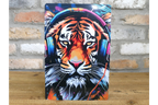 DJ Tiger Street Art Metal Sign - Vibrant Graffiti Big Cat Wall Art Plaque