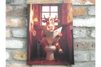 Spotted Cow on Toilet Canvas Print - Funny Bathroom Wall Art Decor