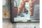 Fluffy Llama on Toilet Canvas Print - Funny Bathroom Wall Art Decor