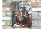 Chimpanzee with Glasses Canvas Print - Funny Bathroom Monkey Wall Art