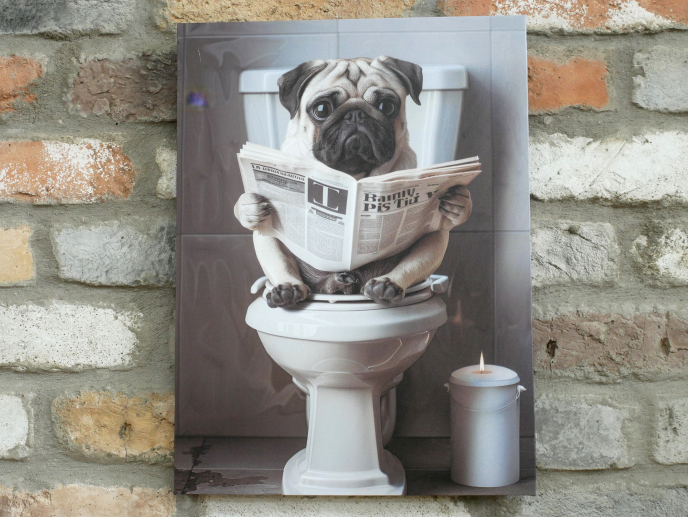 Pug On The Loo - Canvas