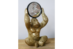 Gold Gorilla Vanity Mirror Figurine - Quirky Resin Monkey Desk Decor