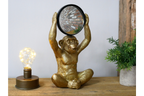 Gold Chimpanzee Vanity Mirror Figurine - Quirky Resin Monkey Desk Decor
