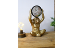 Gold Chimpanzee Vanity Mirror Figurine - Quirky Resin Monkey Desk Decor