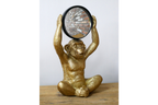 Gold Chimpanzee Vanity Mirror Figurine - Quirky Resin Monkey Desk Decor