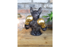 Gold Boxing French Bulldog Bust - Quirky Smoke Resin Frenchie Dog Statue