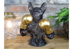Gold Boxing French Bulldog Bust - Quirky Smoke Resin Frenchie Dog Statue