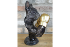 Gold Boxing French Bulldog Bust - Quirky Smoke Resin Frenchie Dog Statue