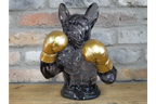 Gold Boxing French Bulldog Bust - Quirky Smoke Resin Frenchie Dog Statue