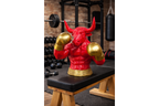 Gold Boxing Bull Torso Bust - Large Red Resin Charging Animal Sculpture