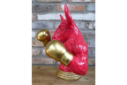 Gold Boxing Bull Torso Bust - Large Red Resin Charging Animal Sculpture