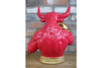 Gold Boxing Bull Torso Bust - Large Red Resin Charging Animal Sculpture