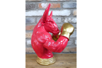 Gold Boxing Bull Torso Bust - Large Red Resin Charging Animal Sculpture