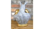 Gold Boxing Rhino Torso Bust - Quirky Grey Resin Rhinoceros Dog Statue