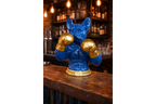 Gold Boxing French Bulldog Bust - Quirky Blue Resin Frenchie Dog Statue