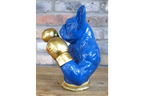 Gold Boxing French Bulldog Bust - Quirky Blue Resin Frenchie Dog Statue
