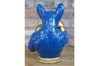Gold Boxing French Bulldog Bust - Quirky Blue Resin Frenchie Dog Statue
