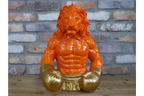 Gold Boxing Lion Torso Bust - Large Orange Resin King Animal Sculpture