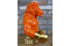 Gold Boxing Lion Torso Bust - Large Orange Resin King Animal Sculpture
