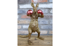 Red Boxing Kangaroo Statue - Quirky Gold Resin Australian Animal Decor