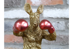 Red Boxing Kangaroo Statue - Quirky Gold Resin Australian Animal Decor