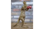Red Boxing Kangaroo Statue - Quirky Gold Resin Australian Animal Decor