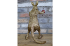 Red Boxing Kangaroo Statue - Quirky Gold Resin Australian Animal Decor
