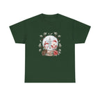 Christmas Snow Globe Printed T-Shirt 100% Cotton Novelty Santa Snowman Xmas Tee Gift Forest Green