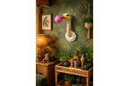 Quirky Ostrich Bubblegum Wall Decor - Pink Bubble Resin Animal Head Art