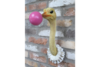 Quirky Ostrich Bubblegum Wall Decor - Pink Bubble Resin Animal Head Art