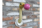Quirky Ostrich Bubblegum Wall Decor - Pink Bubble Resin Animal Head Art